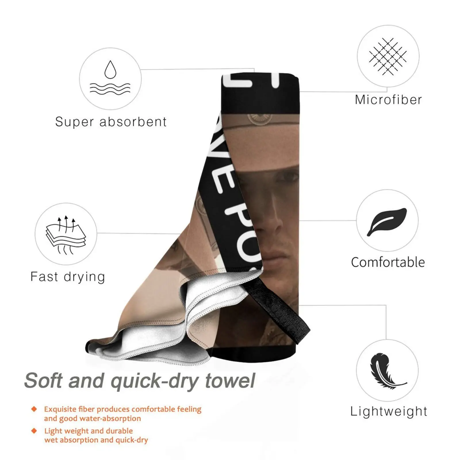 Быстросохнущее полотенце I Love Posse портативное для спортзала ванны Kanjozoku Kanjo Style Civic