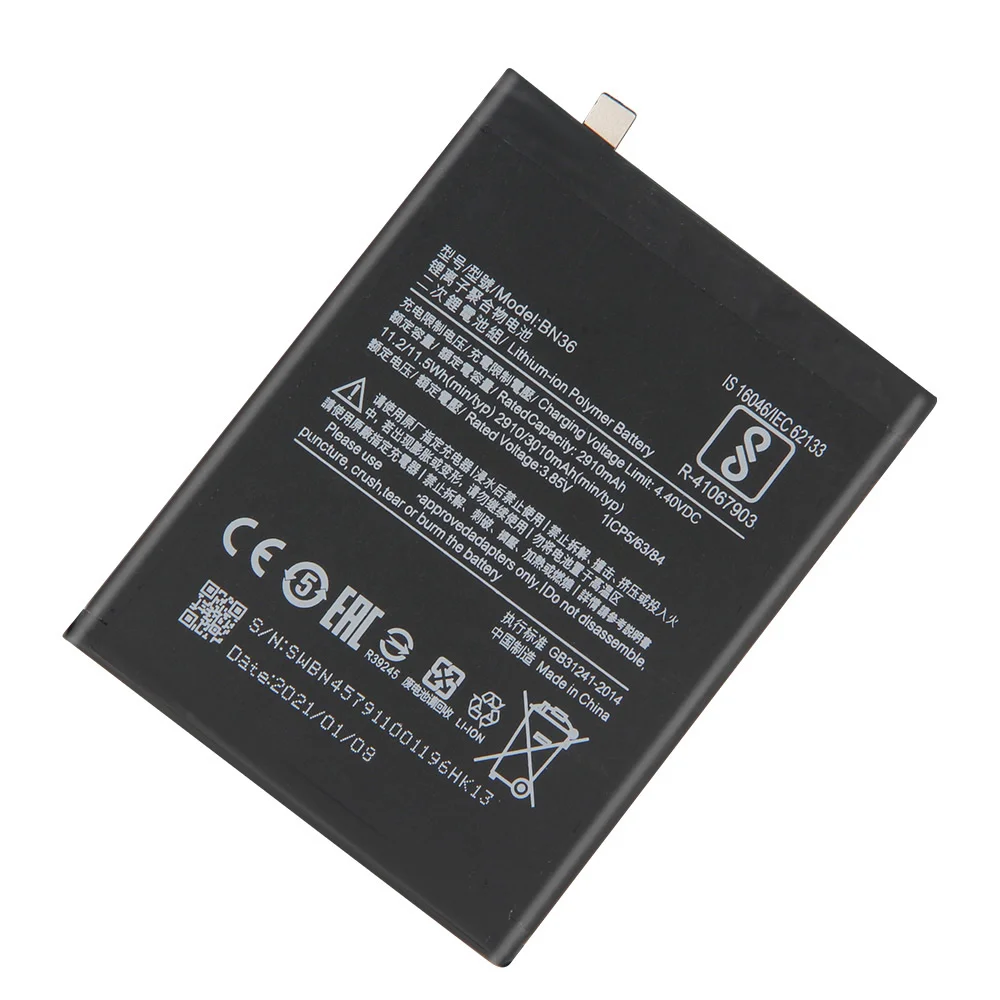 Xiao Mi Replacement Phone Battery BN36 For Xiaomi 6X Rechargeable 3010mAh | Мобильные телефоны и аксессуары