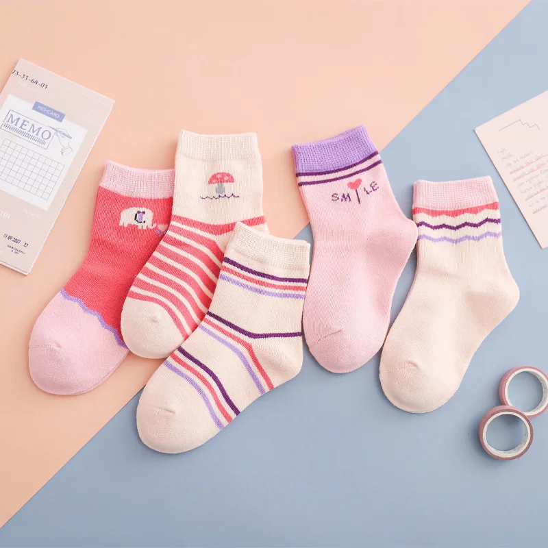 5 par/lote de calcetines de punto de algod&oacute;n con tira de estrellas para ni&ntilde;os y ni&ntilde;as, medias cortas c&aacute;lidas de A&ntilde;o Nuevo para ni&ntilde;os y mujeres-0