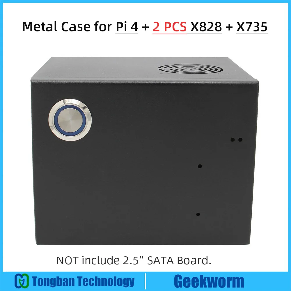 Металлический Чехол X828 с выключателем питания для Raspberry Pi 4 Model B 2 шт. плата SATA 5
