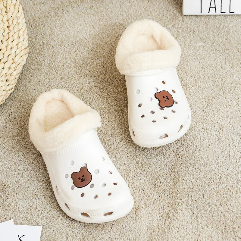 

Зимние женские плюшевые шлепанцы на платформе с мультяшным рисунком, женские меховые шлепанцы на толстой подошве, увеличивающие рост садов...