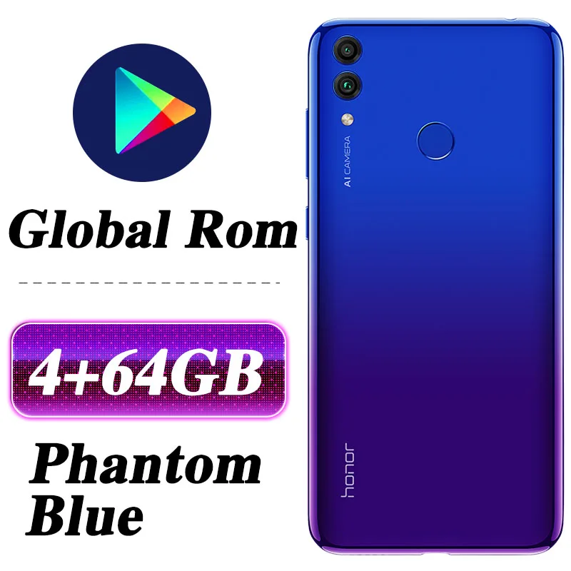 4G 64G Phantom Blue Мобильный телефон HONOR 8C с глобальной прошивкой, 6,26 дюймов, Восьмиядерный процессор Snapdragon 632, Android 8,1, 4000 мАч, Face ID - Цвет: 4G 64G Phantom Blue