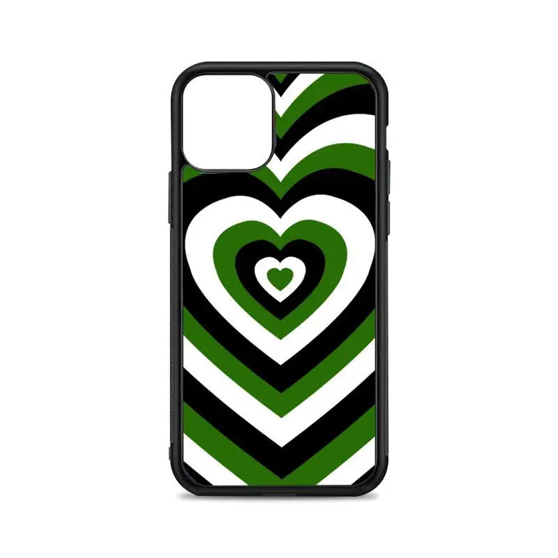 

Green white black love heart Phone Case for iPhone 12 mini 11 pro XS Max X XR 6 7 8 plus SE20 High quality TPU silicon cover