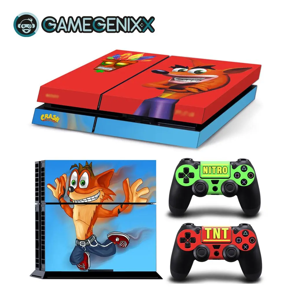 Наклейка на кожу GAMEGENIXX Виниловая наклейка для консоли PS4 и 2 контроллера Crash