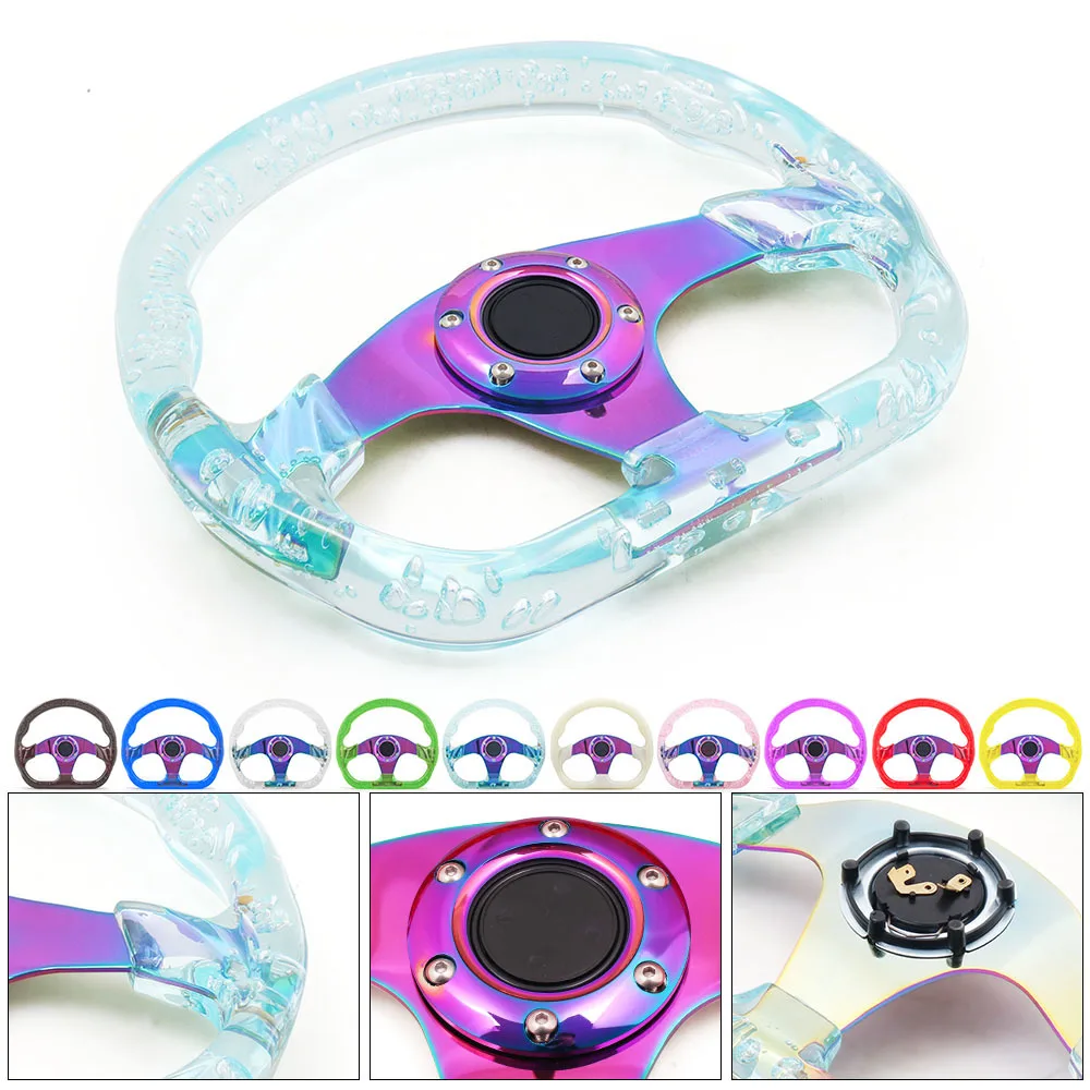 320MM 12.5inch Acrylic Steering Wheel & Horn Button 6 Holes Modified Sports steering wheel 10 Colors TT102239