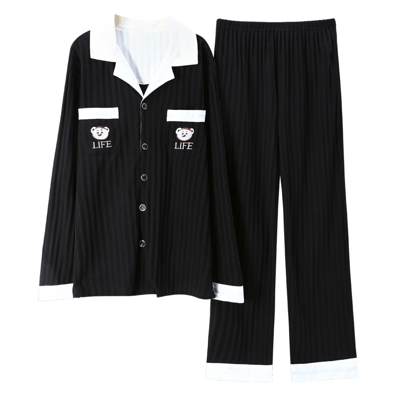 Модные новые осенне-зимние хлопковые Пижамные комплекты для пар с длинным