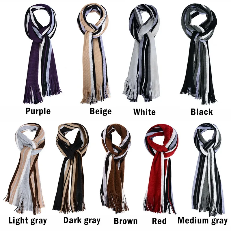 

Winter Designer Scarf Men Striped Scarf Male Brand Shawl Wrap Knit Cashmere Bufandas Long Striped With Tassel Invierno Mujer