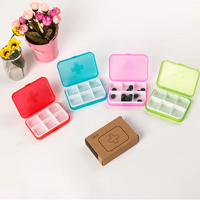 

Faroot Mini 6 Slots Container Portable Vitamin Medical Pill Box Tablet Drug Travel Pill Medicine Case Storage Container