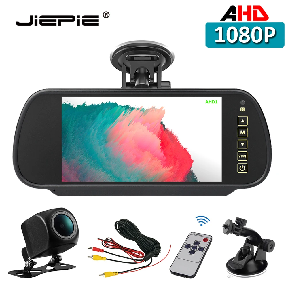 JIEPIE автомобиля 7 дюймов AHD 1080P зеркало заднего вида монитор и камера вида/Камера