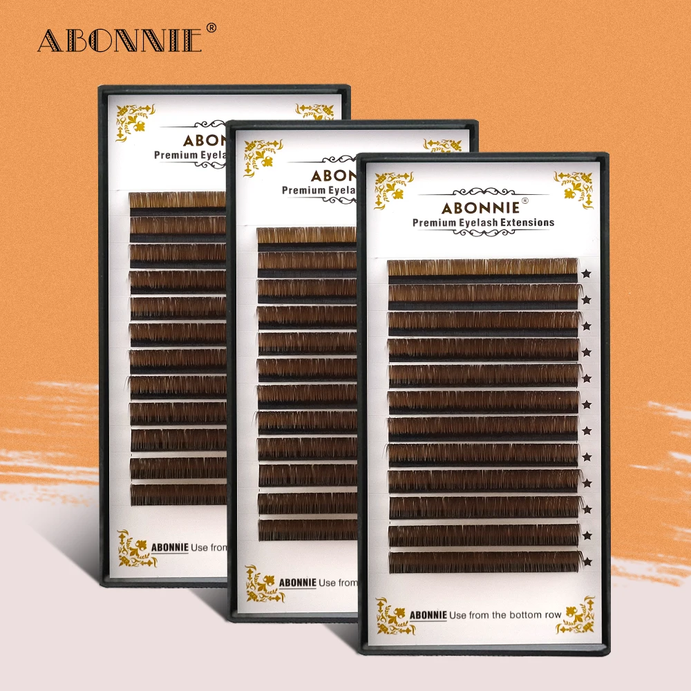 

Abonnie 12 Rows Brown Color Eyelash Extensions Premium Mink Super Soft Natural Lashes C D Make Up Tools High Quality For Makeup