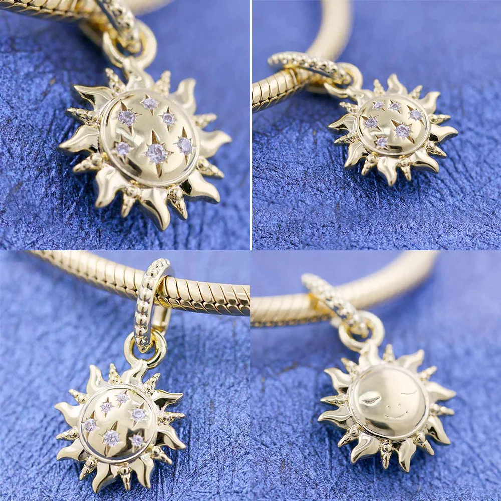 

HOT Sale Sun Smile Stars Silver 925 Lucky Pendants Charms Beads for Women Original Sterling Bracelets Bangle jewelry 2021 DIY