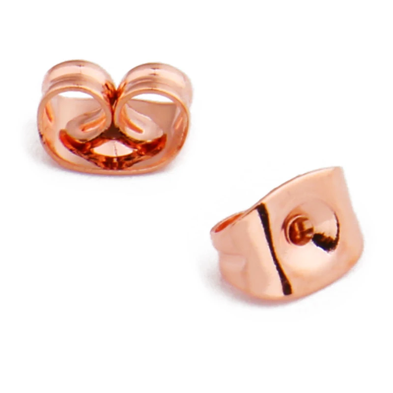 

100pcs High Quality Silver Plated Rose Gold Color Stainless Steel Earring Back Plug Settings Base Ear Studs Back Wholesale