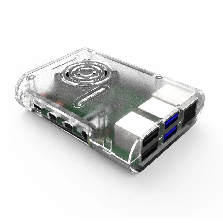 Чехол для корпуса Raspberry pi 4B прозрачный черный корпус с охлаждающим вентилятором 4