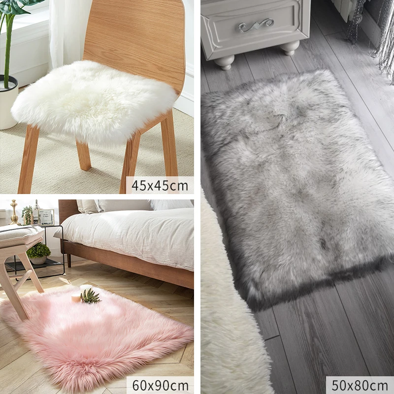 Plush Sheepskin Rugs For Bedroom Carpet Room Long Hair Bedside Mat  Floor Hairy White Rugs Red Living Room Fur Kids Carpets images - 6