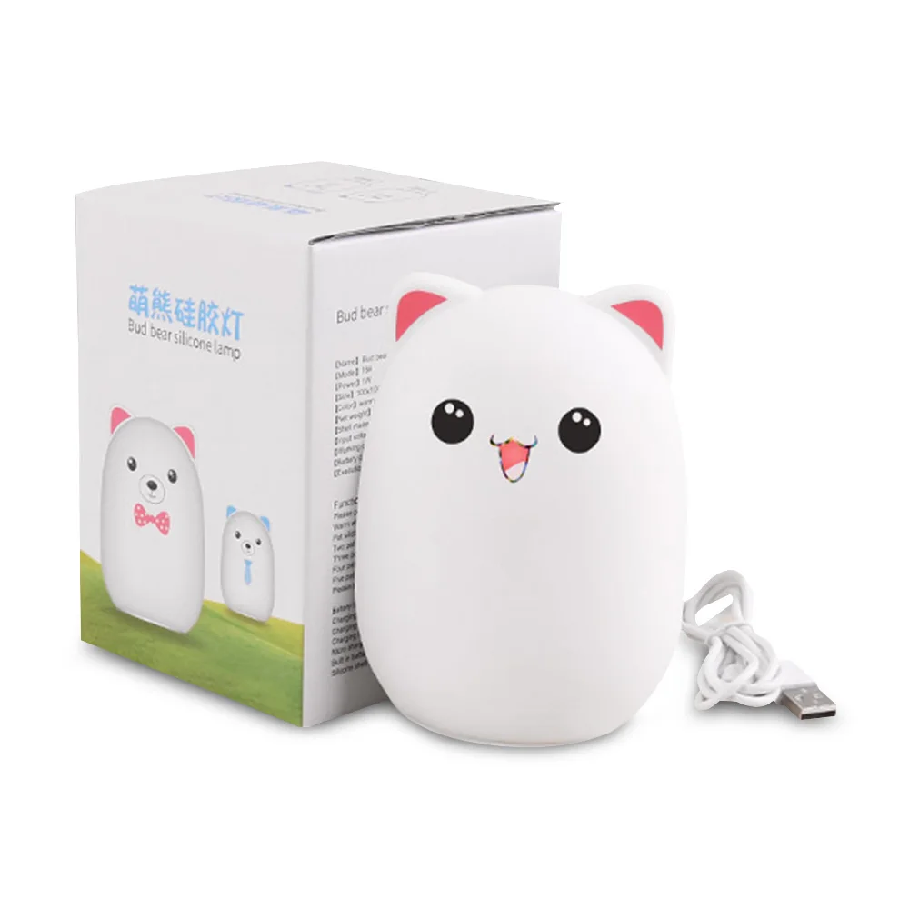 Детский ночник с изображением медведя мягкий силиконовый мультяшный Светильник