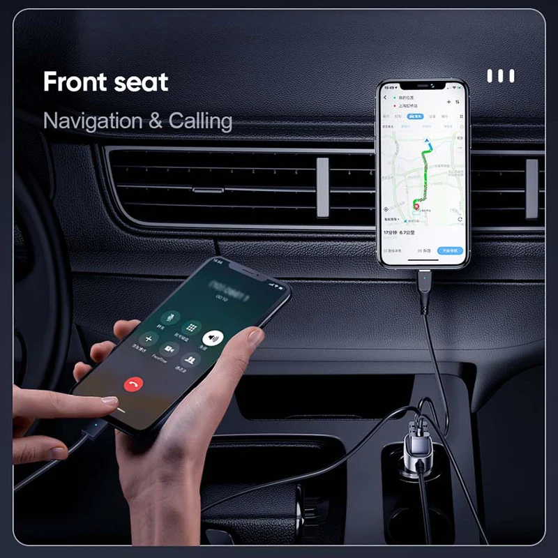 

6.2a Dual Car Charger Extension Cable 2 In 1 Car Cigarette Lighter With 5 Usb Charger Slot And 1.5m Extension Cable