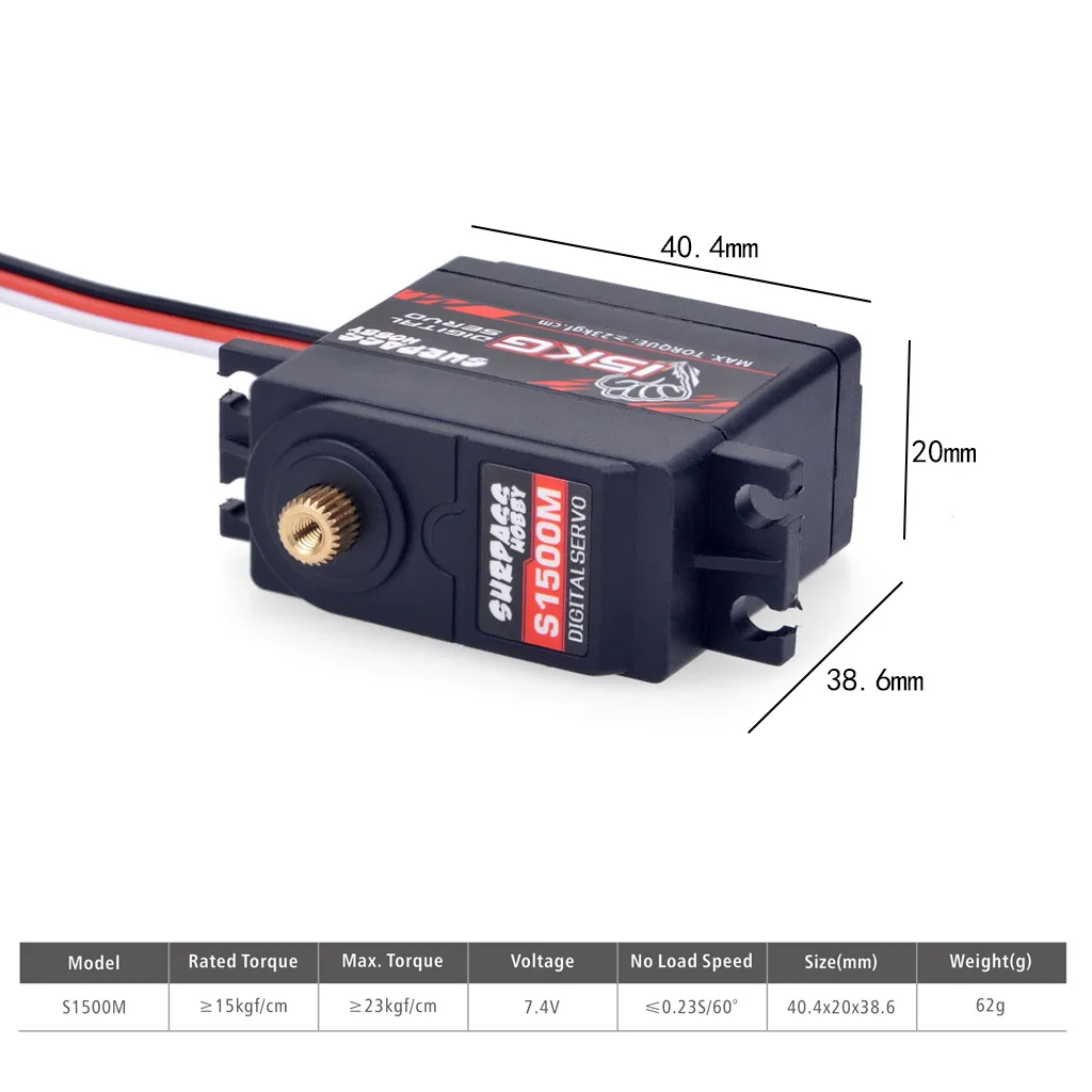 

15KG/0.18S 6V Steering Servo Metal Gears for 1:10 Scale RC Buggy Car Plane