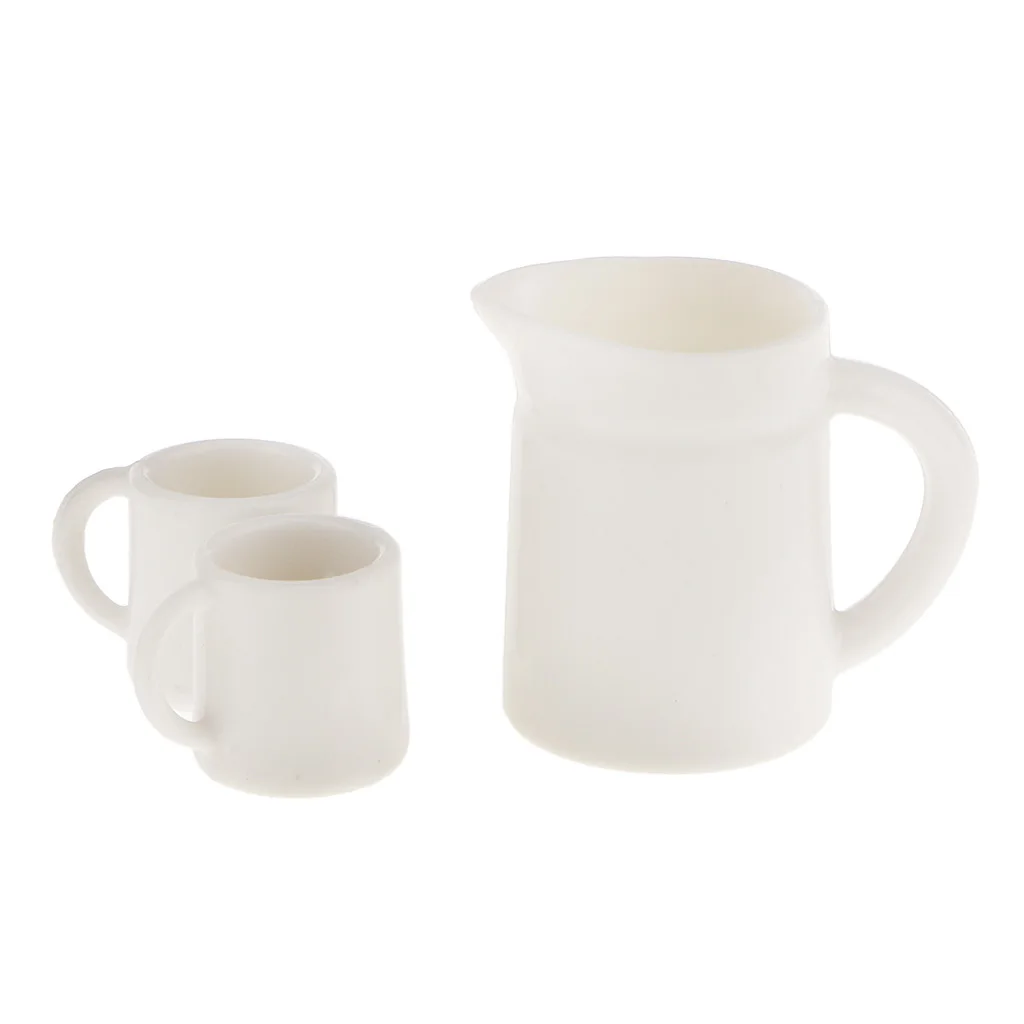 

Белые кружки 1:12, миниатюрные чашки и набор кастрюль для кукольного домика, мебельная фурнитура для кукольного домика, игрушки, пластиковые чашки для кофе и чая, аксессуары