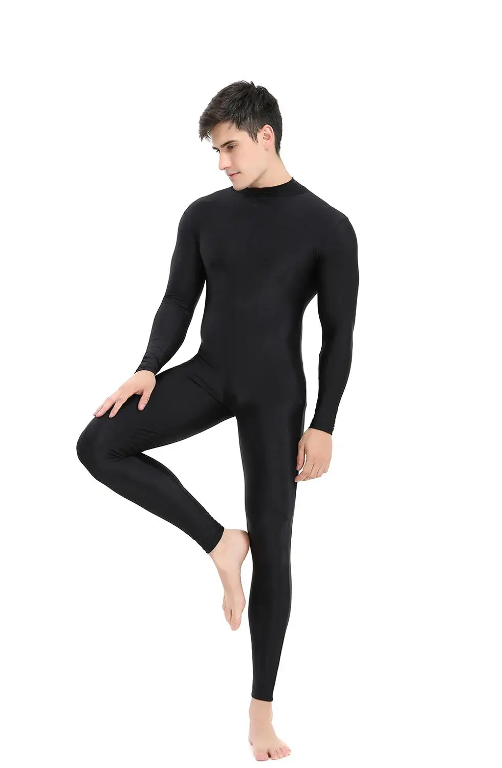 

ICOSTUMES Adult Unisex Mock Neck Long Sleeve Unitard Men Spandex Lycra Unitard Bodysuit Full Length Dancewear Ballet