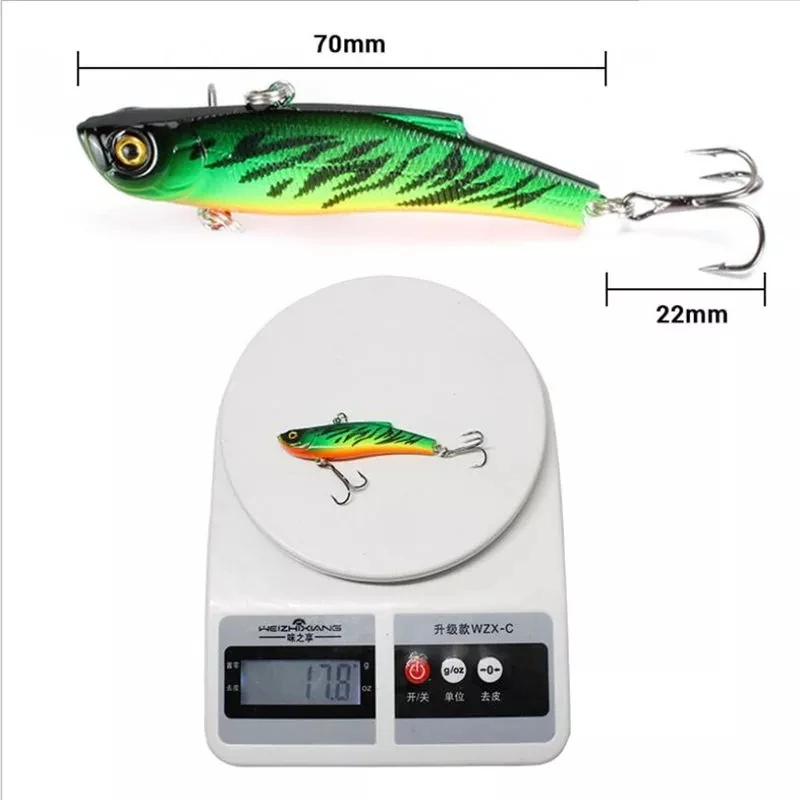 

New Bionic Fishing Lures 1PCS 7cm 18g Artificial Japanese Tomb VIB Hard Fishing bait Minnow Wobbler Diving Swivel Hook Tackle