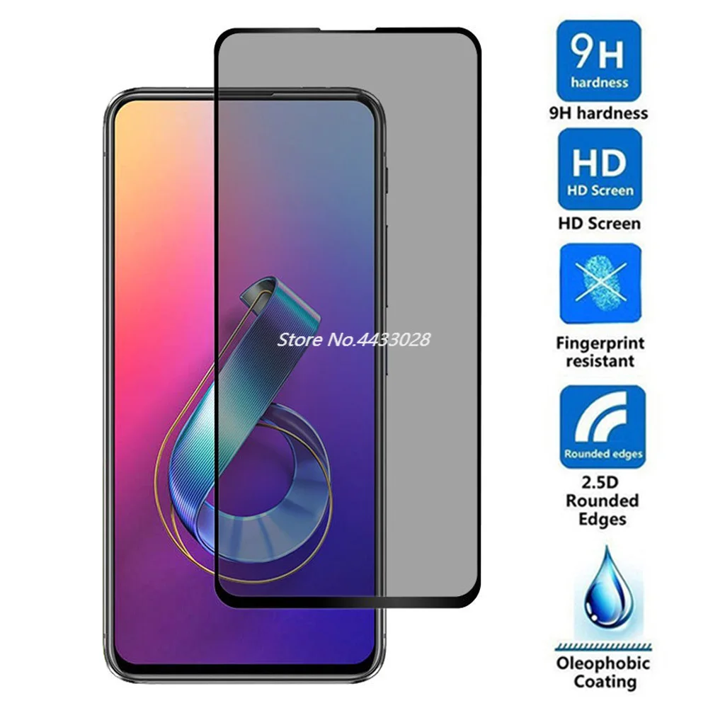 

9H 5D ASUS Zenfone 6 ZS630KL Privacy Black Tempered Glass For ASUS Zenfone 6 ZS630KL Anti Spy Screen Protector Protective Film