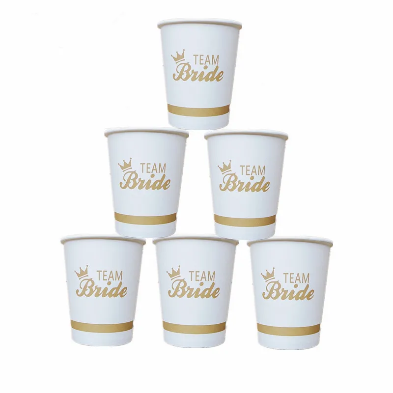 

10/20pcs Team Bride Paper Cup for Bridal Shower Wedding Decoration DIY Bachelorette Party Bride Cup Hen Night Bridesmaid Gift-S