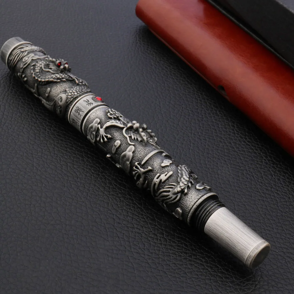 Роскошная Высококачественная перьевая ручка JINHAO Gun серая рельефная длинная