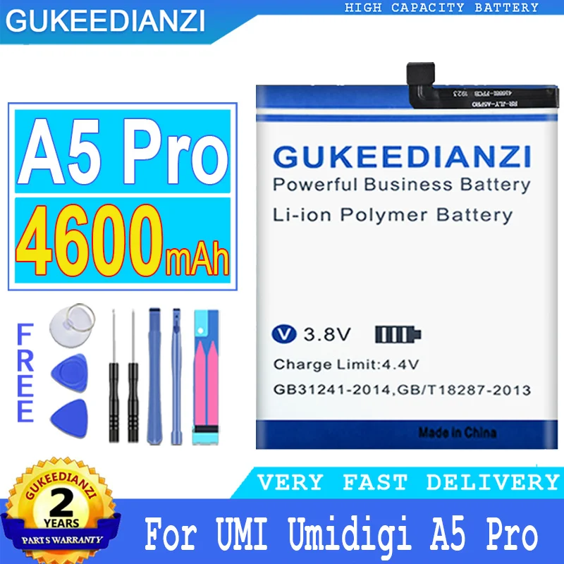 

4600mAh GUKEEDIANZI Battery For UMI Umidigi A5 Pro A5Pro Big Power Bateria