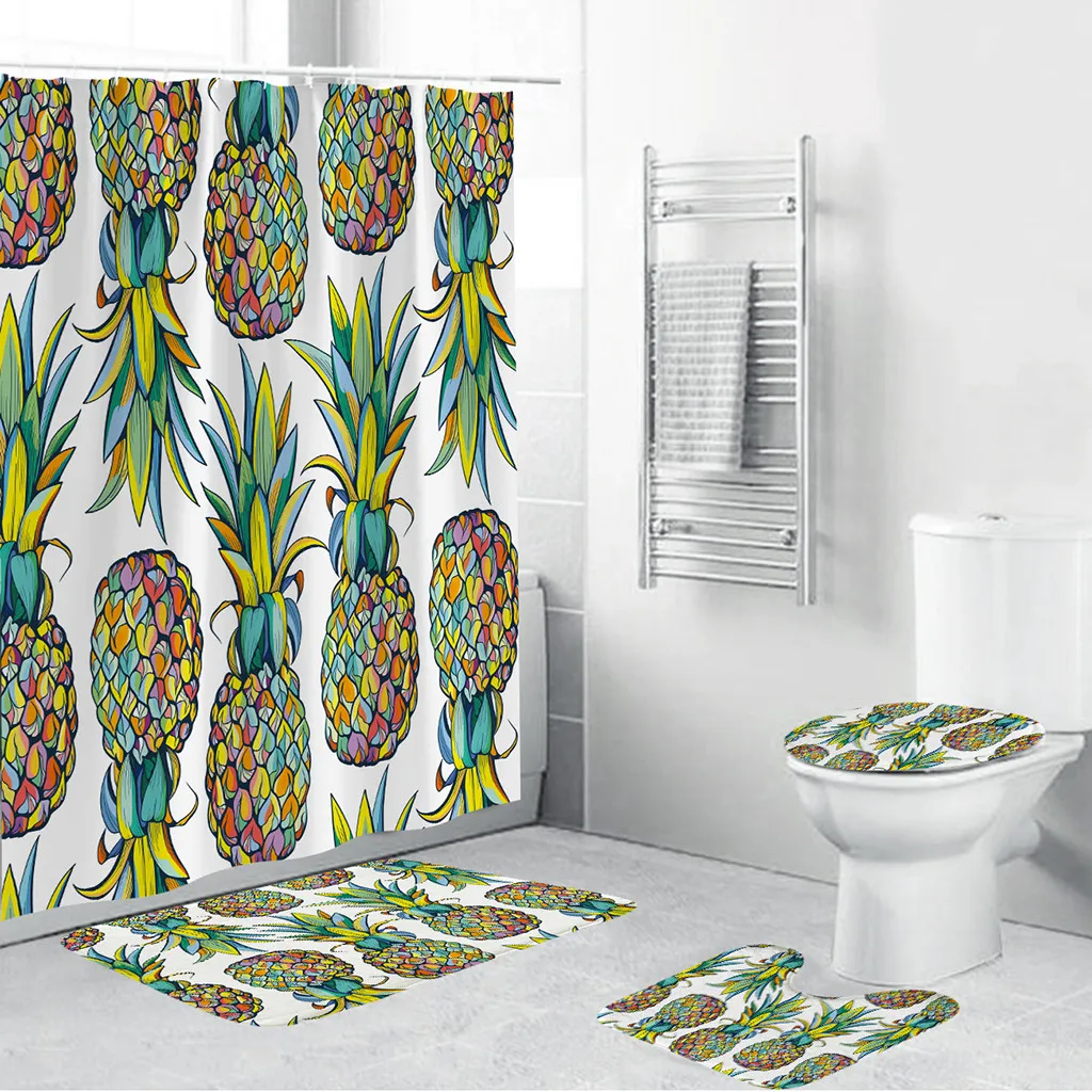3D Штора для душа с ананасом набор штор ковриком аксессуары ванной комнаты