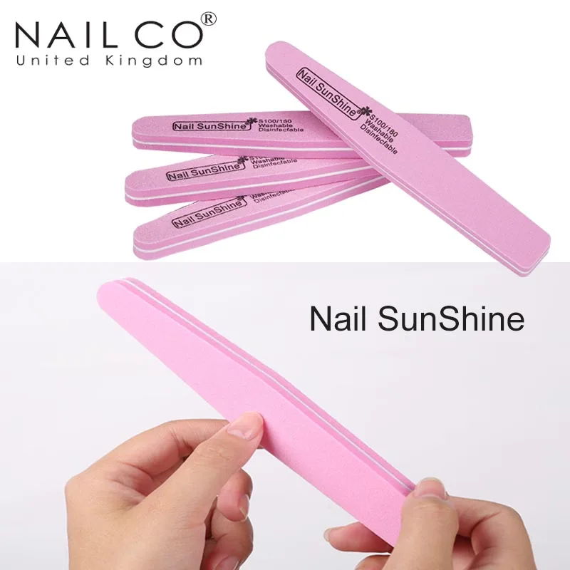 

NAILCO Nail Buff Art Pink Sponge Nail File Ongles Materiel Professio Durable Double-sided Rubber Friction Nail Repair Tools