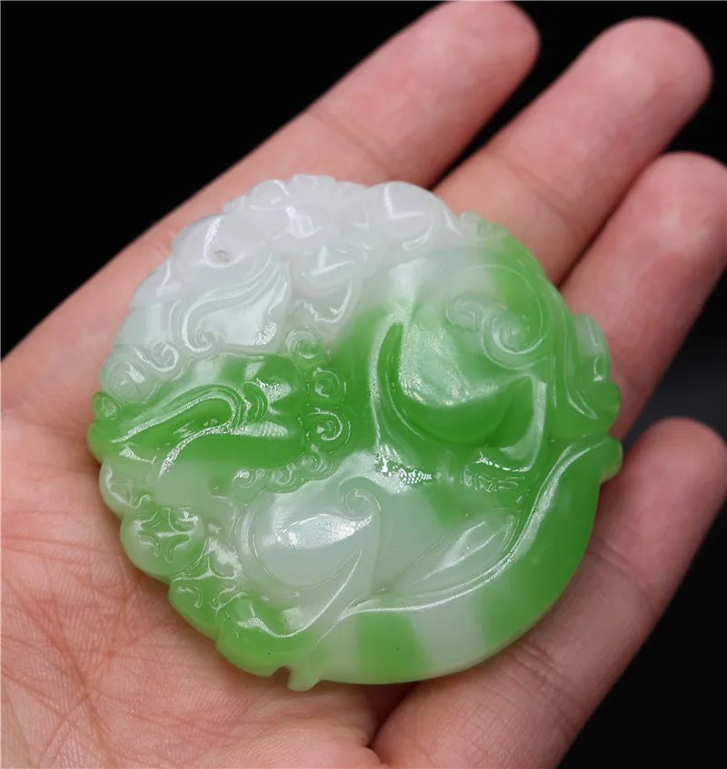 Китайский белый зеленый нефрит Pixiu кулон ожерелье дракона Шарм ювелирные изделия