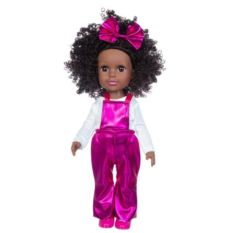 

African Black Baby Toy with Curly Hair Christmas Simualtion Cartoon Doll B36E