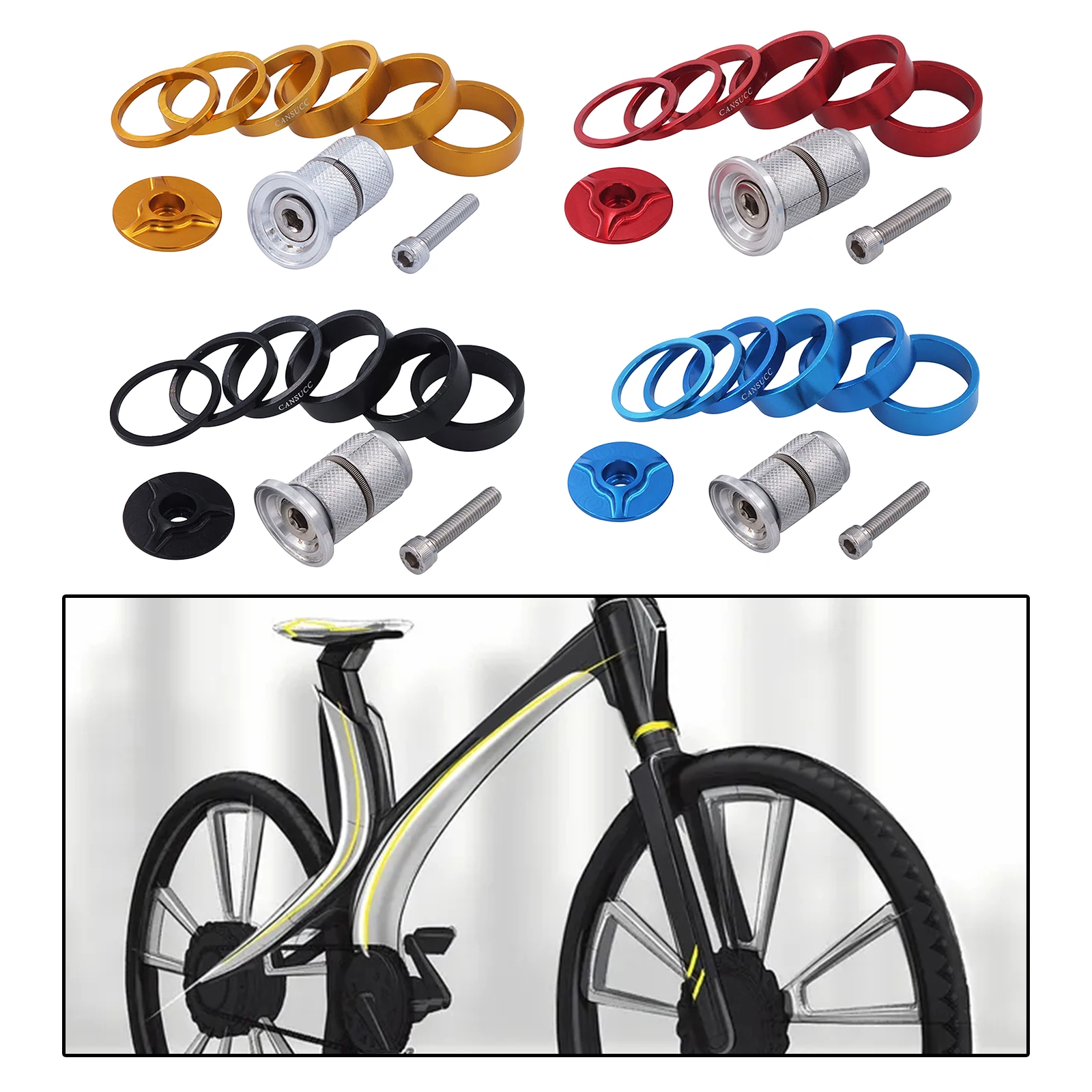 

Велосипедная Гарнитура 1-1/8 ", прокладка для гарнитуры с верхней крышкой стержня, алюминиевый сплав, велосипедный передний стержень вилки, га...