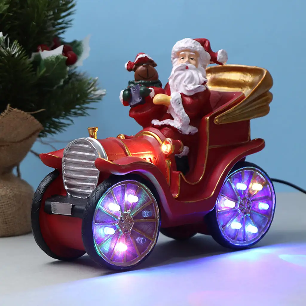 

Santa Riding Train Ornament Miniature Christmas Decor Santa Driving Train Ornament for Holiday New Year Gifts