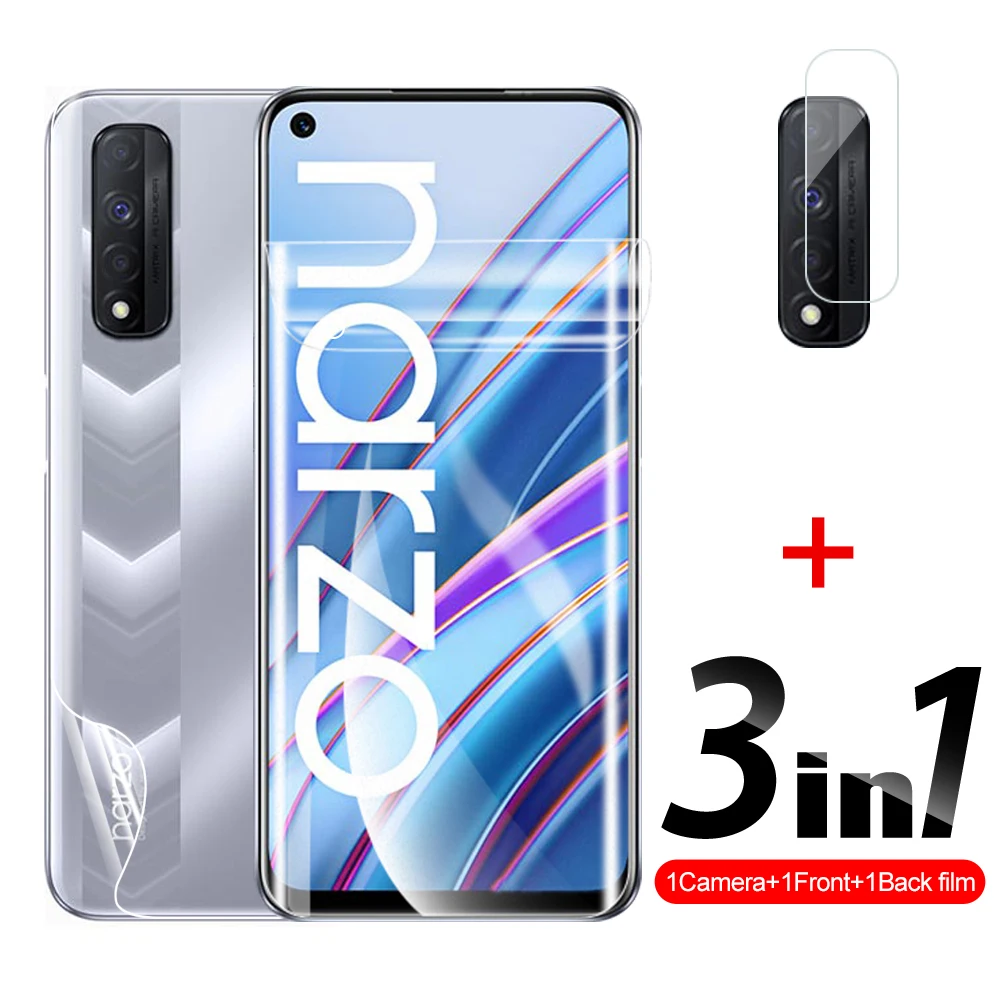 

3IN1 Back Lens Protective Hydrogel Film For OPPO Realme Narzo 30 5G 4G Narzo30 A 30A Screen Protector Cover On For 6.5" RMX3242