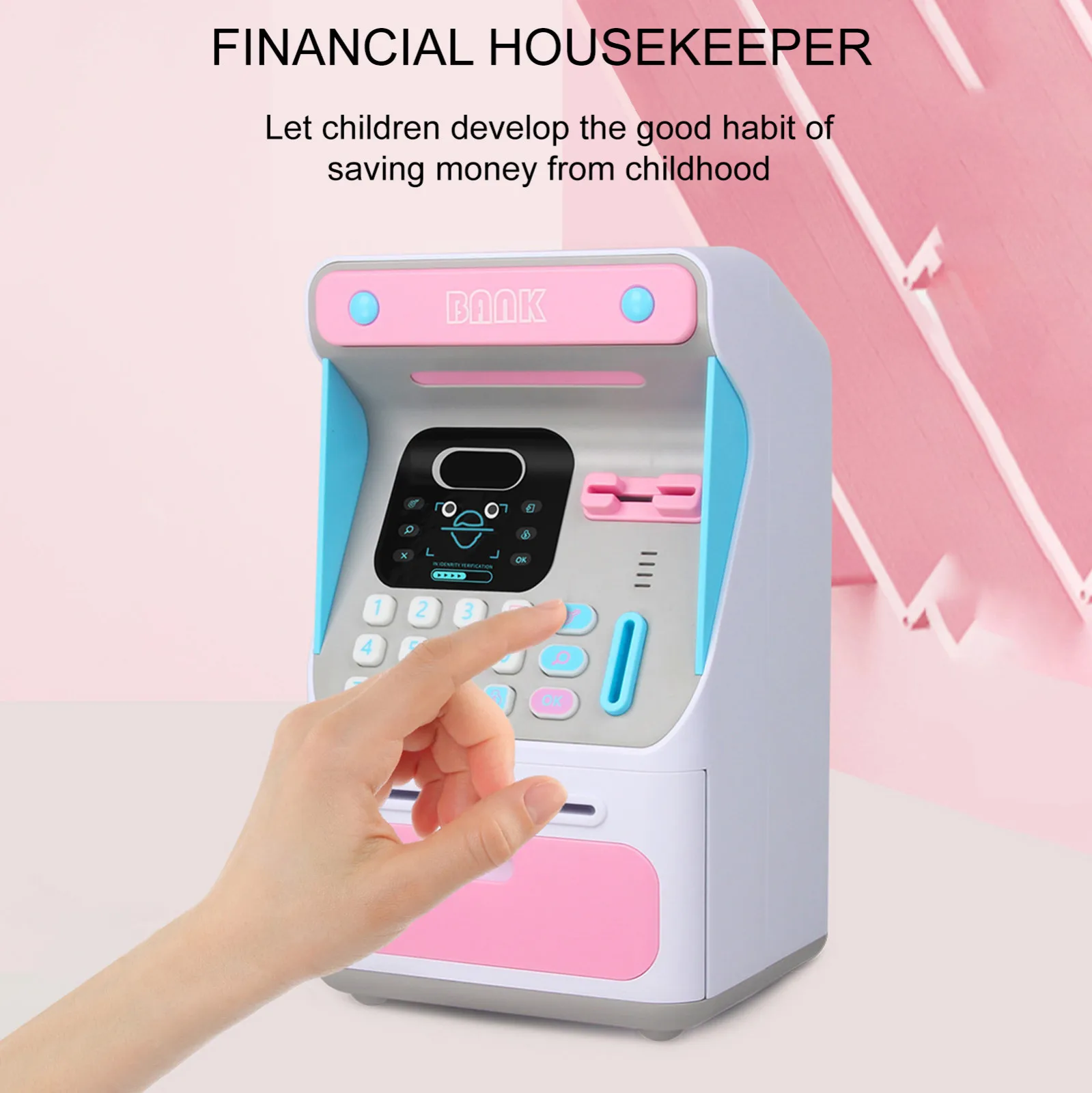 

ATM Savings Bank Personal ATM Cash Coin Money Savings Bank Pink Machine Children's money saving simulation toy hucha electronica