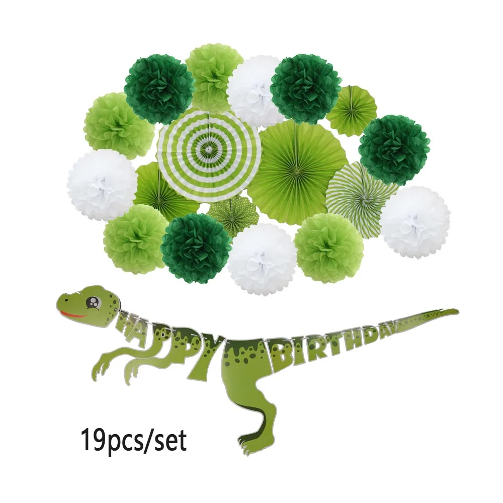 19 шт./компл. Зеленый Динозавр счастливый плакат &quotс днем рождения&quot для