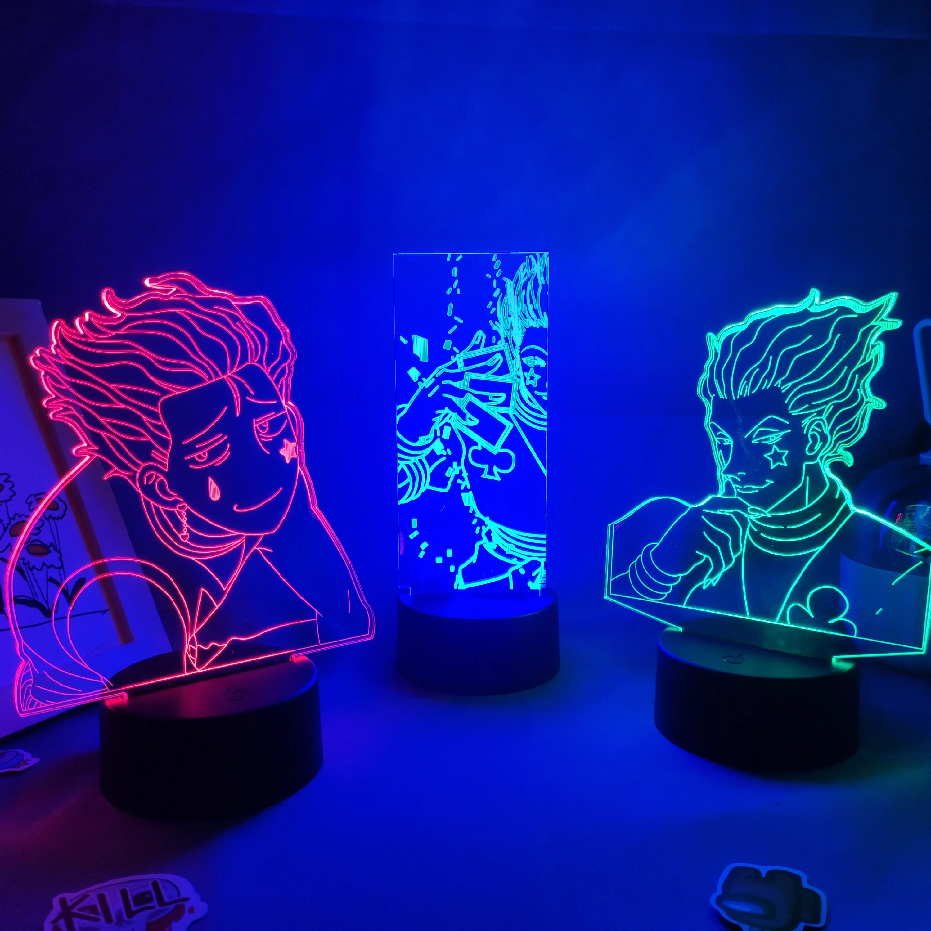 Фигурка манга хисока лавовые лампы аниме Hunter X 3D Led RGB Батарея изменение ночные