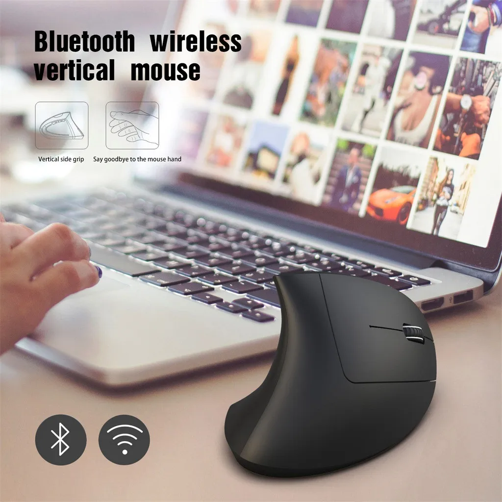 Беспроводная мышь Bluetooth 3 0 эргономичная Вертикальная 2400DPI 4 Кнопки оптическая