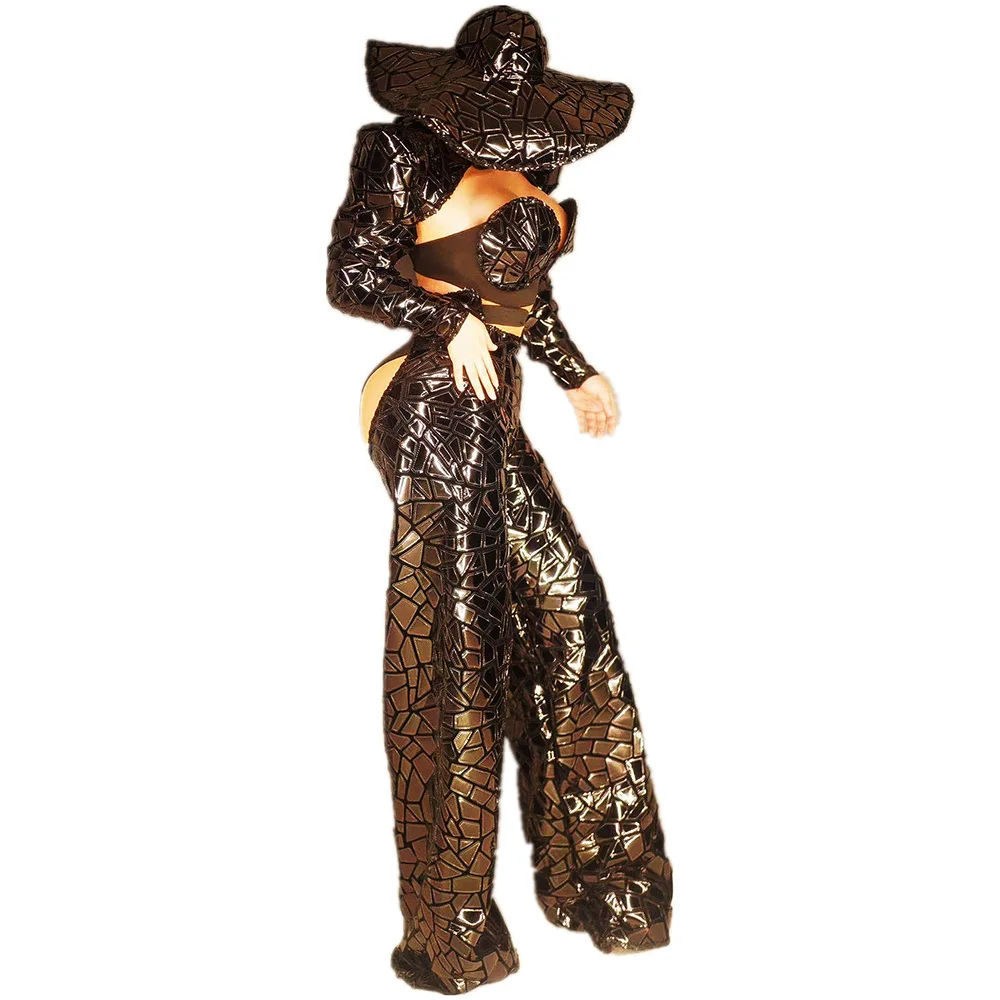 

Glisten Black Sequin Longsleeve Women Jumpsuit Backless Hollow Out Playsuit Personality Performance Stage Wear Nightclub Costume