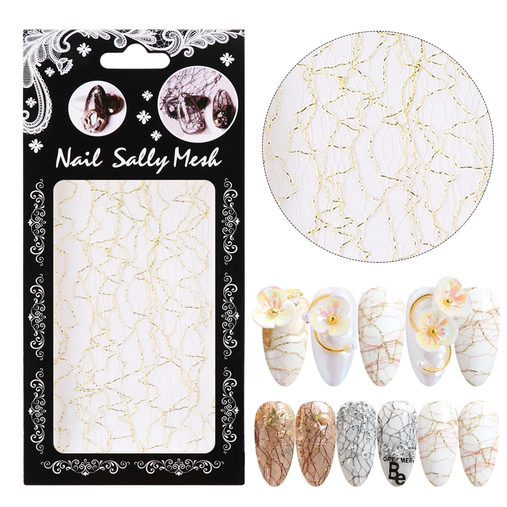 Новый 3D дизайн бронзировать сетки ногтей Стикеры цвета: золотистый Серебристый