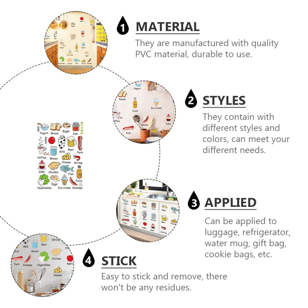 

2pcs Self-adhesive Fridge Sticker Vegetables Meat Food Stickers Home Decorations