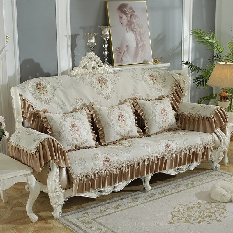 Кружевные чехлы из синели в европейском стиле для диванов 1 2 3 4 местных кожаных