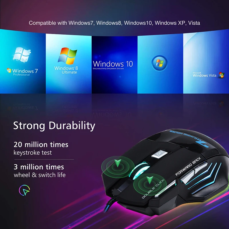 Эргономичная Проводная игровая мышь с 7 кнопками 5500 dpi светодиодный USB компьютерная мышь для геймеров X7 Silent Mause с подсветкой для ПК и ноутбука