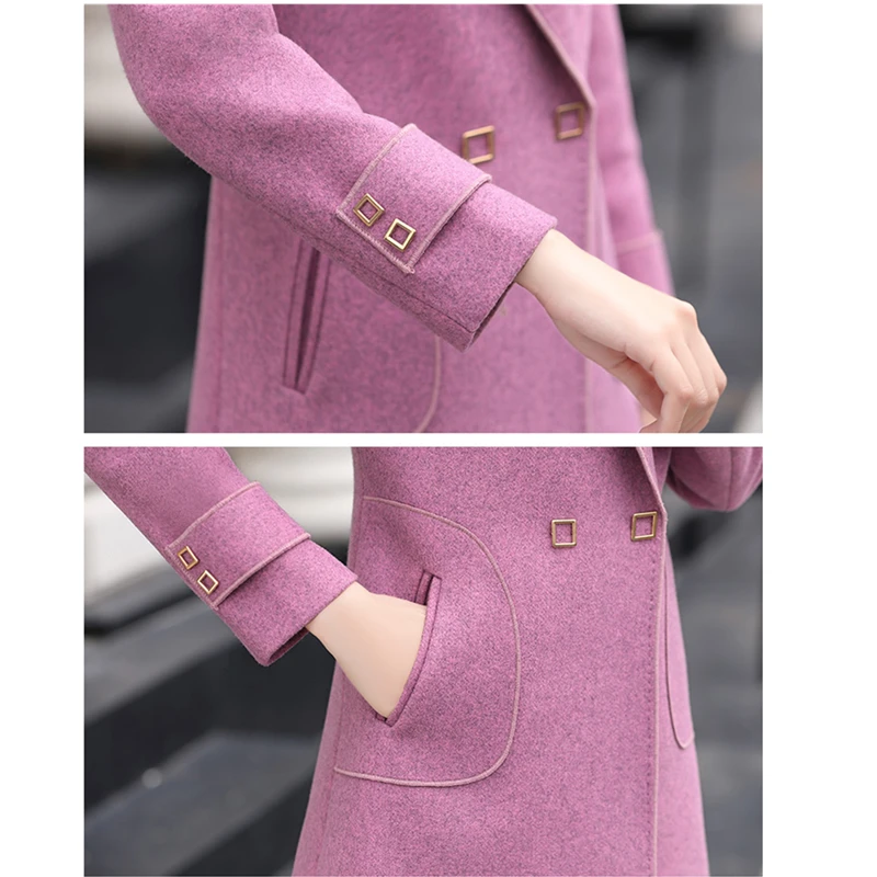 

2020 Autumn Winter Long Wool Coat Women Korean New High quality Wool Jacket Plus size Slim Woolen Coat Women Outwear Tide 3XL