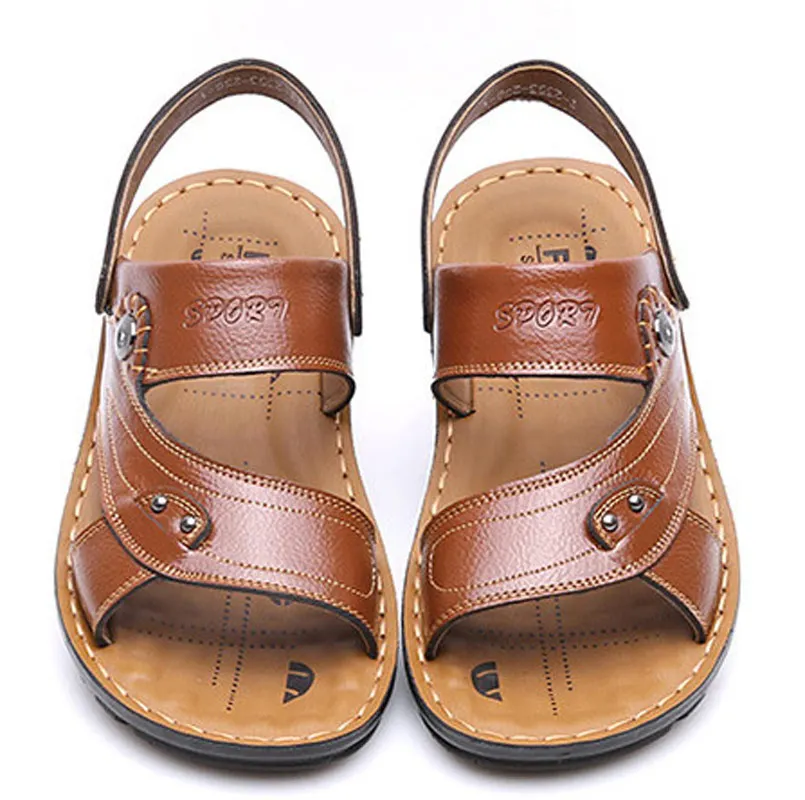 Мужские летние сандалии из искусственной кожи мягкие удобные пляжные