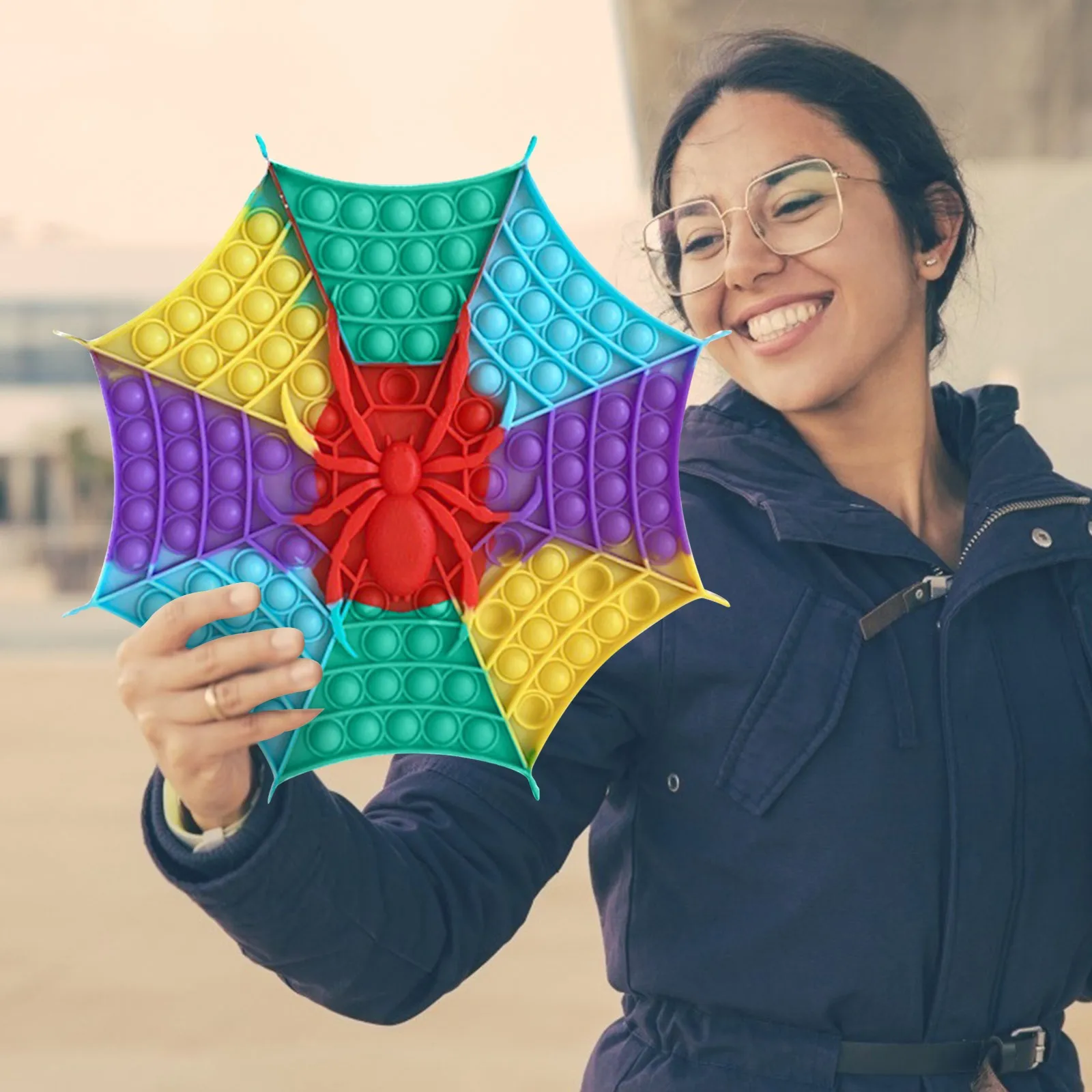 Fidget Juguetes | Juguetes Fidget | Fidget juguetes arco iris grande tablero de ajedrez Pushs es Dimple de juego los ni&ntilde;os adultos inquietos Popper sensorial de juguete para aliviar el estr&eacute;s-2