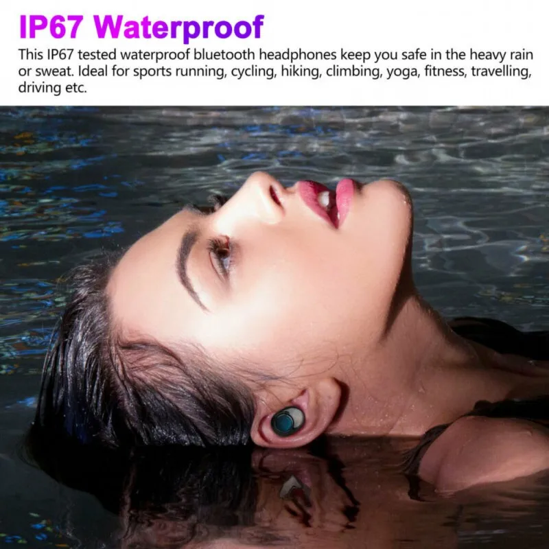 

Bluetooth V5.0 Earphone TWS Wireless Headphones HD Stereo Sports IPX67 Waterproof Earbuds Touch Control Gaming In-Ear Headset