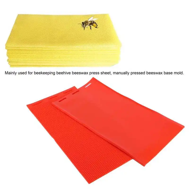 2Pcs Red Beeswax Press Sheet DIY Rubber Comb Foundation Mold Beekeeping Supplies Accessory | Дом и сад