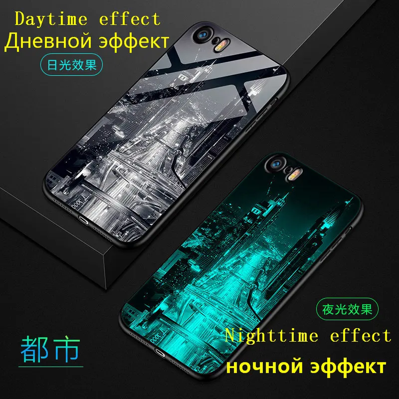 Светящийся чехол для iPhone 5 5S SE 2020 светящийся из закаленного стекла 6 6S 7 8 X XR XS 12 11 Pro